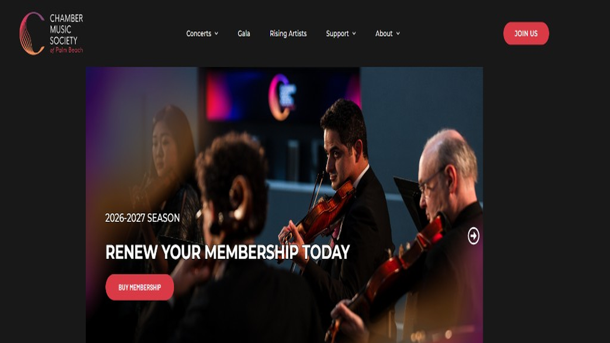Chamber Music Society of Palm Beach website screenshot